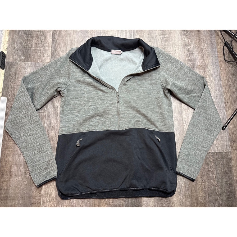 Columbia Womens Gray Black Colorblock Quarter Zip Fleece Pullover Small